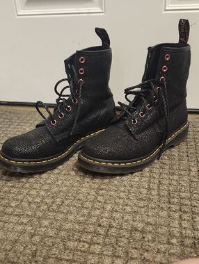 Authentic Doc Martin Black W/ Pink Accents Combat Boots